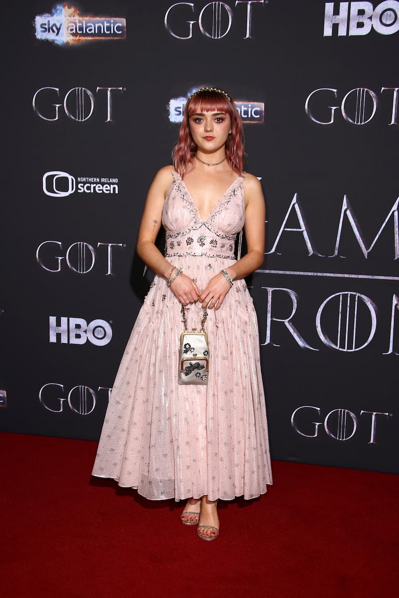 Maisie Williams (Arya Stark) at the premiere of season eight of 'Game of Thrones' in Belfast. AP