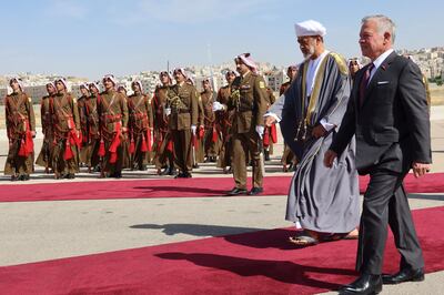 Jordan's King Abdullah welcomes Sultan Haitham to Amman. Reuters