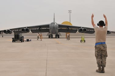 A US Air Force B-52 bomber arrives at Al Udeid Air Base, Qatar. Reuters