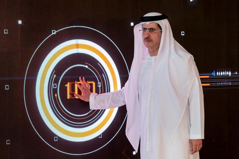 DUBAI, UNITED ARAB EMIRATES, 30 JANUARY 2017. Launch of the Free Electrons programme by Dubai Electricity and Water Authority (DEWA). Attendees included DEWA Managing Director and CEO Saeed Mohammad Al Tayer, and other directors from some of the world's leading electricity companies. DEWA Managing Director and CEO Saeed Mohammad Al Tayer launches the initiative.. (Photo: Antonie Robertson/The National) ID: 94667. Journalist: None. Section: Business. *** Local Caption ***  AR_3010_Free_Electrons-10.JPG