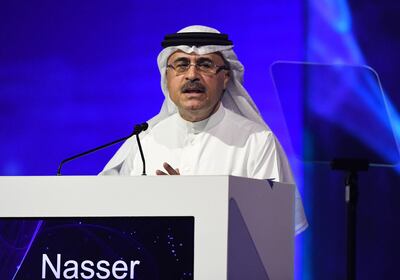 Saudi state oil company Aramco's CEO Amin Nasser, speaks during the 24th World Energy Congress (WEC) in the UAE capital Abu Dhabi on September 10, 2019. - Saudi energy giant Aramco is ready for a two-stage IPO but the timing is up to the government, Nasser said today, flagging a possible foreign listing as part of the offering. (Photo by KARIM SAHIB / AFP)