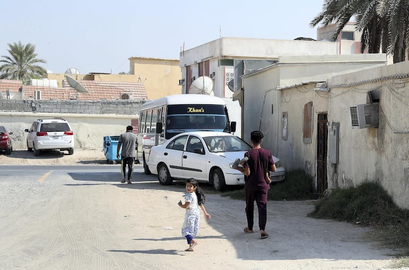 SHARJAH, UNITED ARAB EMIRATES , September 28 – 2020 :- View of the Al Qadisiya area in Sharjah. Sharjah government began moving single men out of a family neighbourhood on Monday after reports that some of them intimidated women and their families. (Pawan Singh / The National) For News/Online/Instagram. Story by Anna