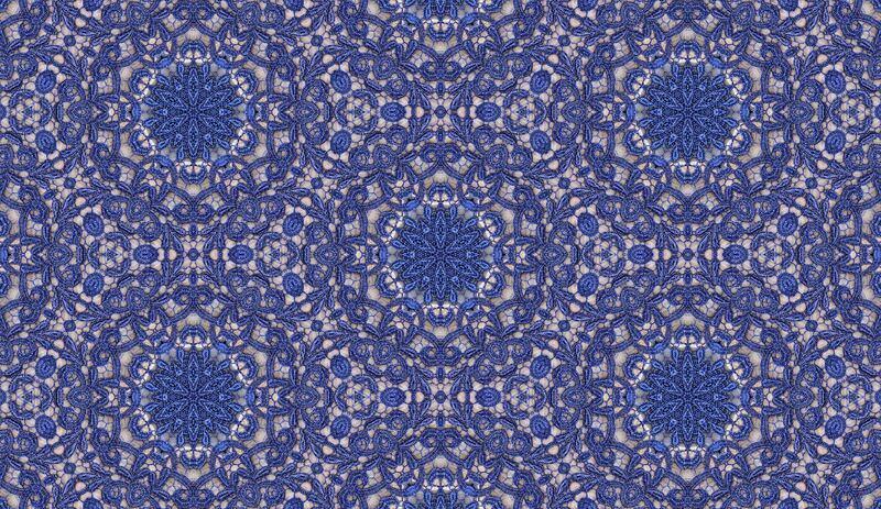 Full lenght of blue lace textile, digitally generated, Florence Italy.