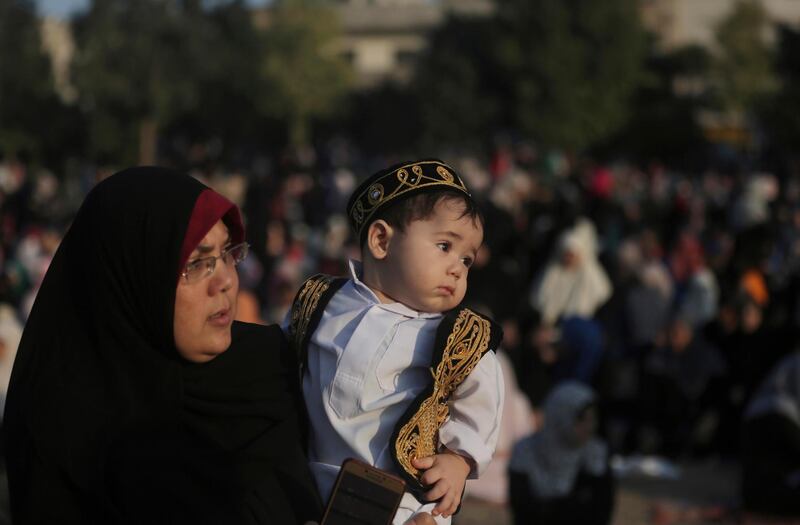 Palestinian attend prayers in Gaza City. AP Photo