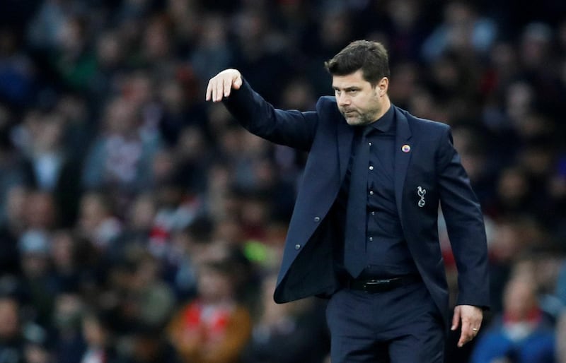Soccer Football - Premier League - Arsenal v Tottenham Hotspur - Emirates Stadium, London, Britain - December 2, 2018  Tottenham manager Mauricio Pochettino gestures  Action Images via Reuters/Matthew Childs  EDITORIAL USE ONLY. No use with unauthorized audio, video, data, fixture lists, club/league logos or "live" services. Online in-match use limited to 75 images, no video emulation. No use in betting, games or single club/league/player publications.  Please contact your account representative for further details.