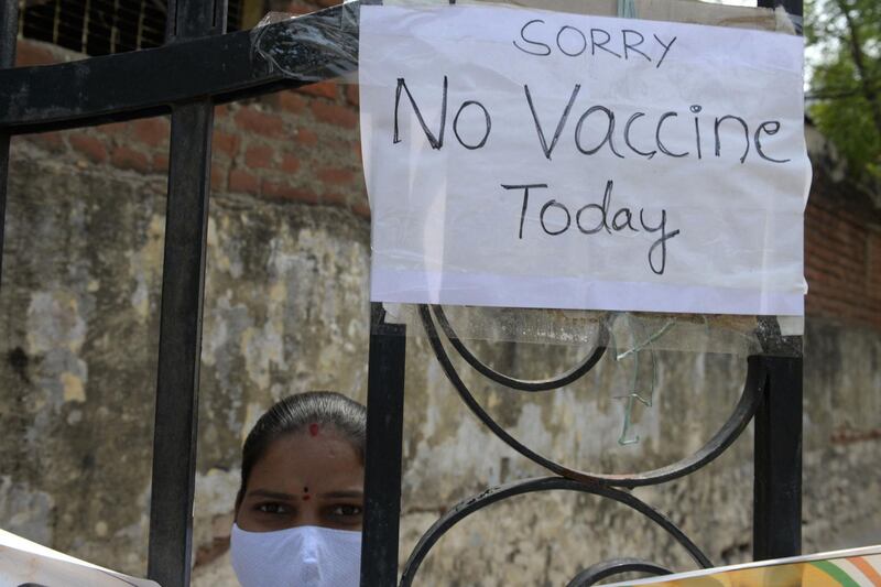 A notice at a primary health centre in Hyderabad on May 24, as India passed more than 300,000 deaths from coronavirus. AFP