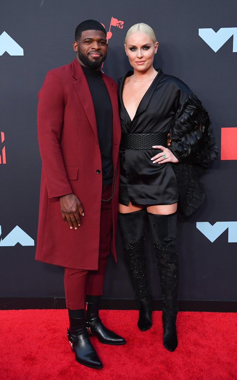 Lindsey Vonn and fiance PK Subban arrive at the MTV Video Music Awards on Monday, August 26. AFP