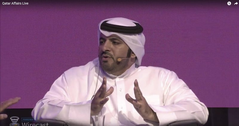 Screenshot from the live streaming of the first conference of its kind bringing together policy makers, thinkers, academics, journalists and exiled Qatari citizens envisioning a true approach to democracy, human rights, press freedom and counter-terrorism in Qatar. Courtesy Qatar Affairs