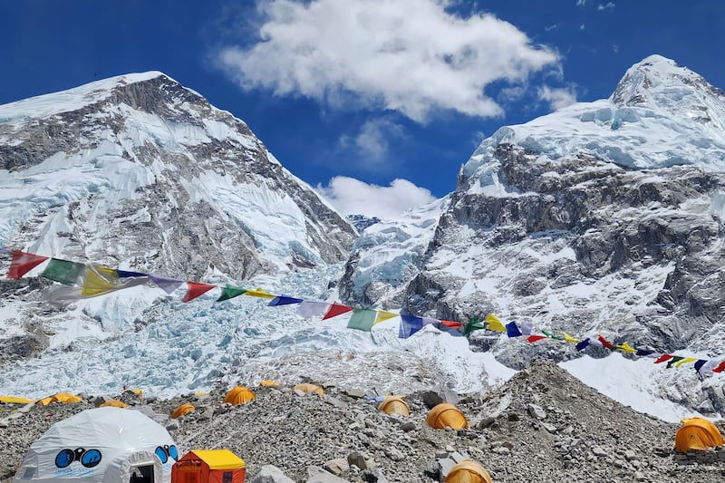 The Everest base camp in the Mount Everest region of Solukhumbu district. AFP