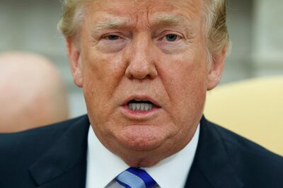 In this May 16, 2018, photo, President Donald Trump speaks in the Oval Office of the White House in Washington. Trumpâ€™s meeting with Kim Jong Un may have been a surprise decision. But as he prepares to sit down with the North Korean leader next month, his team hopes to leave nothing to chance. (AP Photo/Evan Vucci)