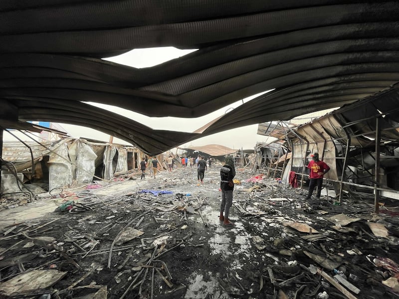 A view of the damage caused by the fire at Al Hussein hospital in Nasiriyah.