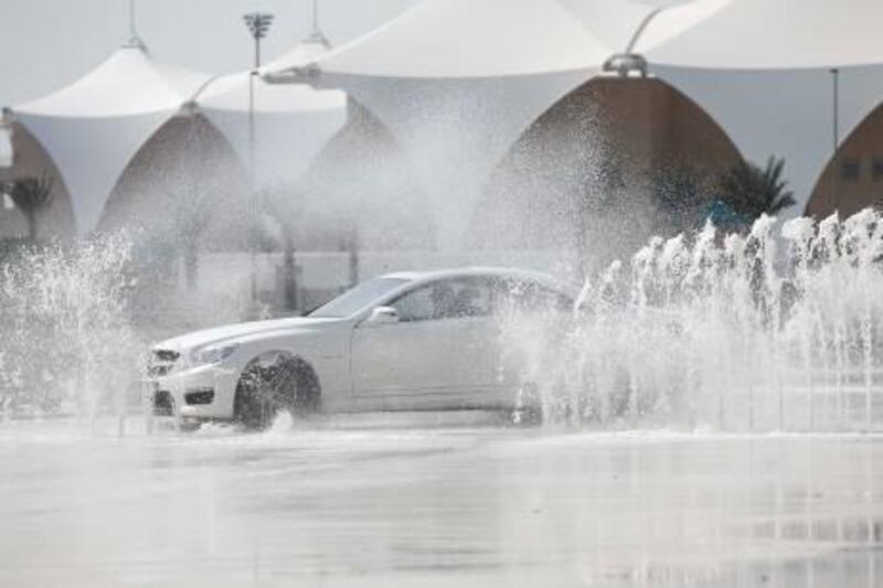 A Mercedes CL63 AMG on the skid pad at Yas Marina Circuit.

Courtesy of Mercedes-Benz.