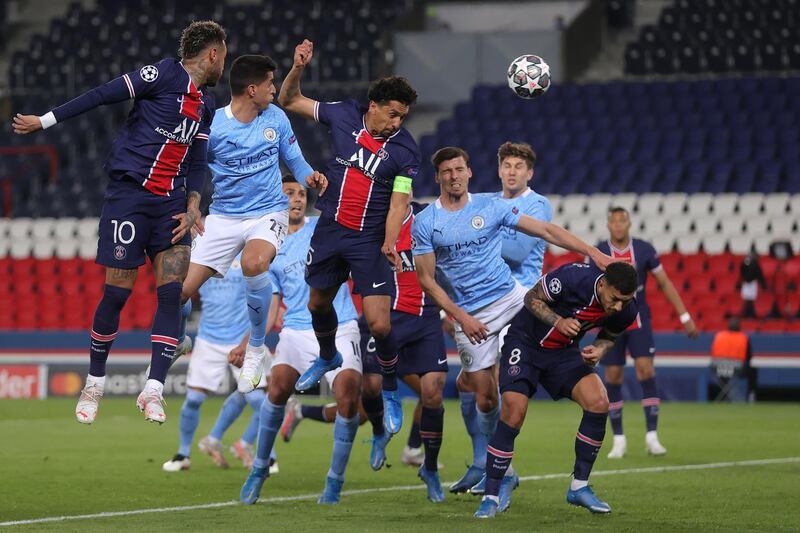 Marquinhos - 7: PSG’s captain put his side ahead after 15 minutes, losing his marker to glance a Di Maria corner into the net. Solid second half defending and had just made an important block before De Bruyne scored. Getty