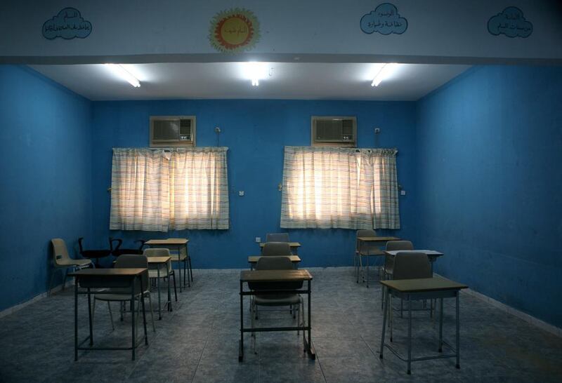 An empty classroom at Al Jemaiyah School. Nicole Hill / The National