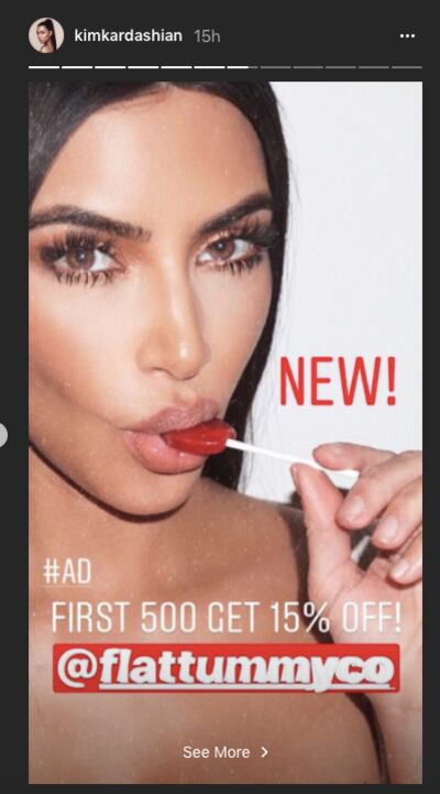 Kim Kardashian controversially advertising appetite suppresant lollipops via her Insta