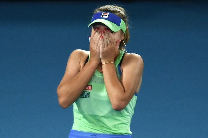 Sofia Kenin after beating Garbine Muguruza. AFP