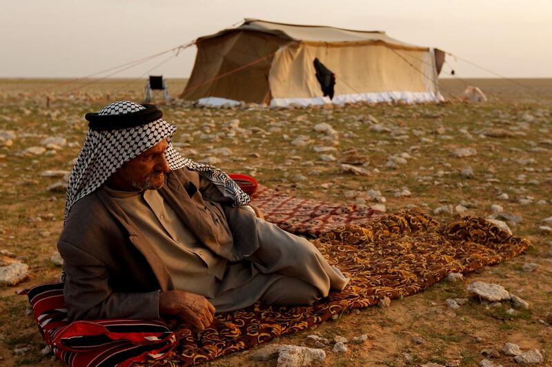 Truffle hunter Abu Jakka Farhan in the desert at Samawa, Iraq. Reuters