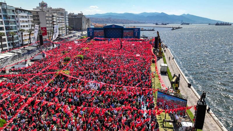 Mr Kilicdaroglu's supporters throng in Izmir. Republican People's Party Press Service / AFP