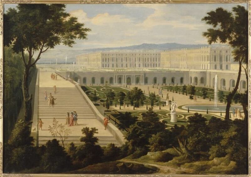 A view of the Palace of Versailles from the Orangerie side attributed to Etienne Allegrain. This 1965 work will be on view as part Louvre Abu Dhabi's coming exhibition on Versailles. Photo: Chateau de Versailles, Dist RMN / Christophe Fouin