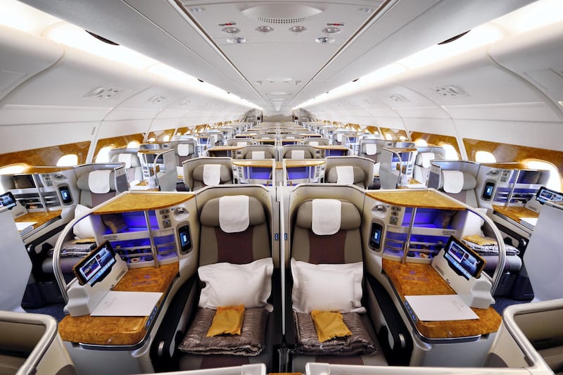 Interior of Business Class on an Emirates A380. Courtesy: Emirates