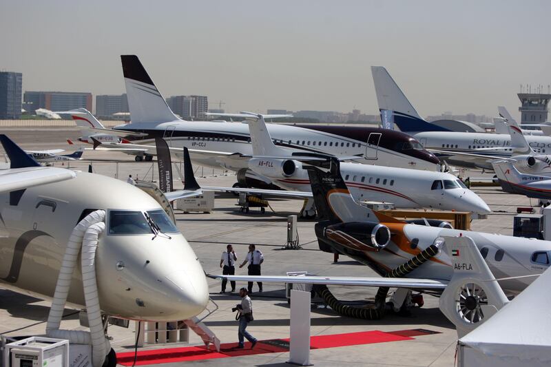 March 5, 2013 (Abu Dhabi) Aircraft on display at the Abu Dhabi Air Expo March 5, 2013. (Sammy Dallal / The National)