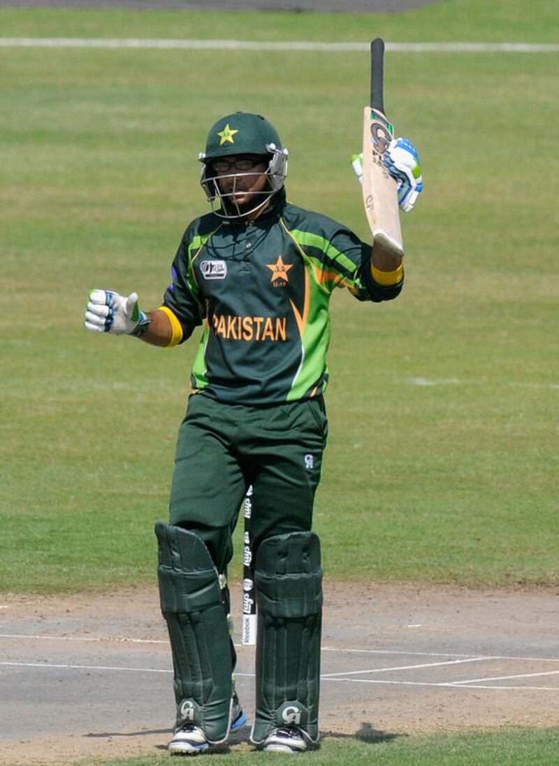 Pakistan's Imam-ul-Haq of Pakistan celebrates his half-century during the Under 19 World Cup against Sri Lanka on February 22, 2014. Getty Images