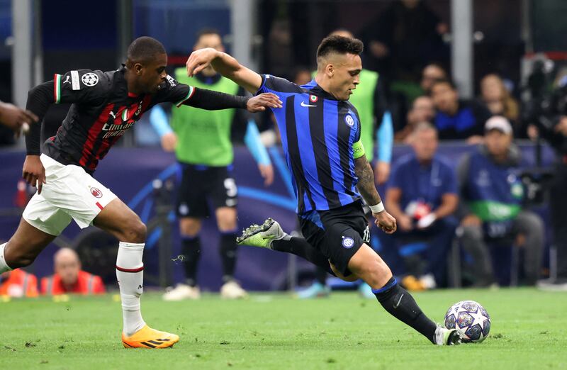 Inter Milan's Lautaro Martinez scores their first goal, Reuters