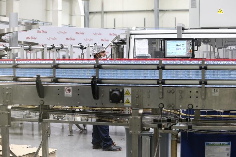 Mai Dubai’s bottling plant is located off Al Qudra Road and started production last March. Sarah Dea / The National