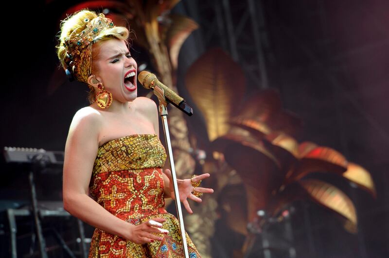British singer Paloma Faith performs at the V Festival in Chelmsford, Essex, Saturday, Aug. 17, 2013. (Photo by Jonathan Short/Invision/AP) *** Local Caption ***  Britain V Festival 2013 - Chelmsford Day 1.JPEG-06b84.jpg