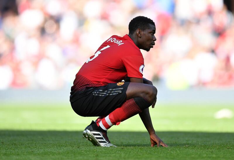 MANCHESTER, ENGLAND - MAY 12: Paul Pogba of Manchester United looks dejected following his side's defeat during the Premier League match between Manchester United and Cardiff City at Old Trafford on May 12, 2019 in Manchester, United Kingdom. (Photo by Dan Mullan/Getty Images)