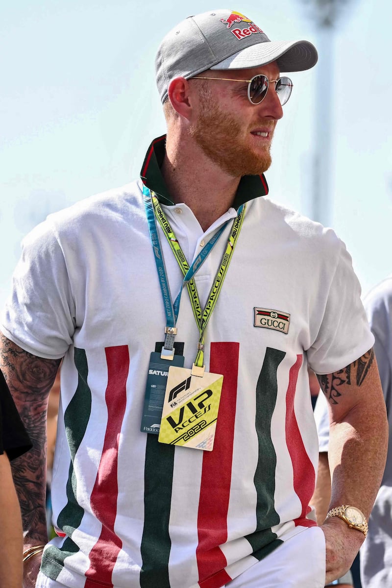 England star all-rounder Ben Stokes during the Abu Dhabi GP at Yas Marina Circuit on Saturday. AFP