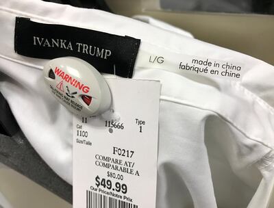 FILE PHOTO: An Ivanka Trump-branded blouse is seen for sale at off-price retailer Winners in Toronto, Ontario, Canada February 3, 2017.  REUTERS/Chris Helgren/File Photo