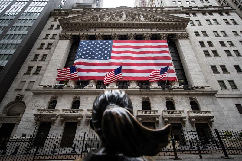 The New York Stock Exchange (NYSE) is seen in the financial district of lower Manhattan during the outbreak of the coronavirus disease (COVID-19) in New York City, U.S., April 26, 2020. REUTERS/Jeenah Moon