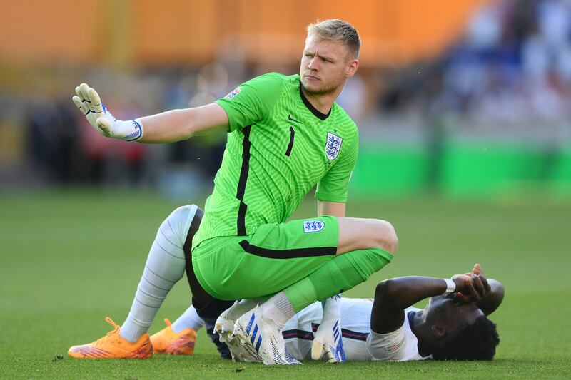 ENGLAND RATINGS: Aaron Ramsdale - 6: Left badly exposed due to defensive shambles in front of him, although arguably could have done better with at least one of the goals. Bar picking ball out of net four times, not really much to do as Hungary picked England off with ease. Getty