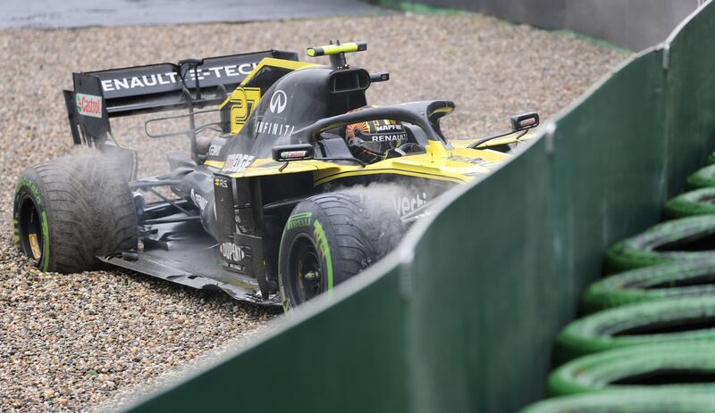 Renault's Nico Hulkenberg, who had been as high as second, crashed out. AFP