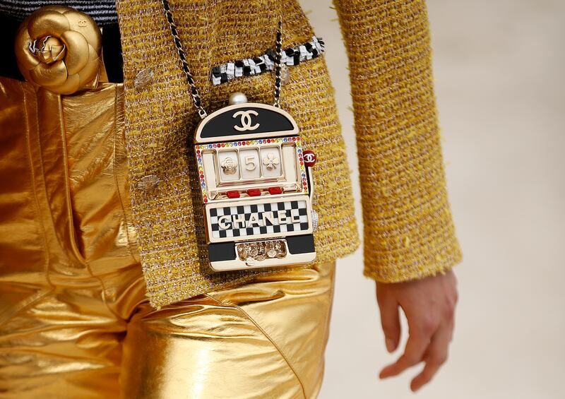 The show even gave a nod to Monte Carlo's famous casino, with a bag shaped like a slot machine. Photo: EPA