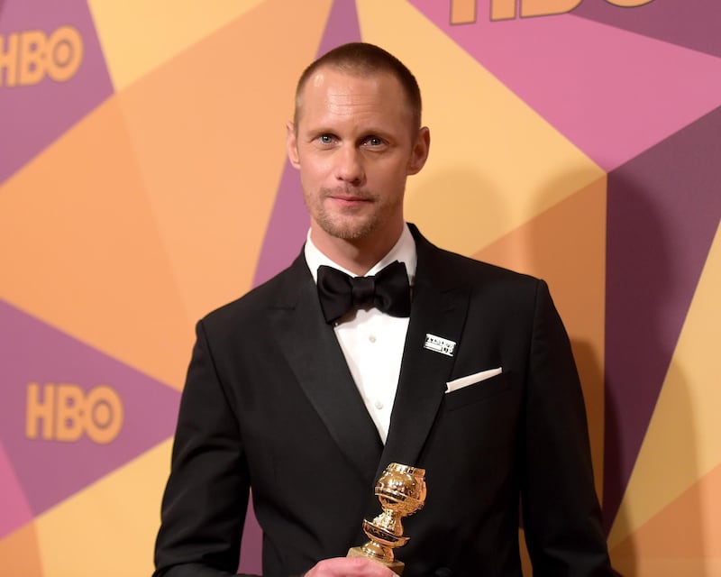 Alexander Skarsgard, winner of the award for best performance by an actor in a supporting role in a series, limited series or motion picture made for television for Big Little Lies. AP