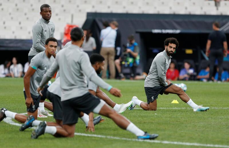 Salah with team mates during training. Reuters