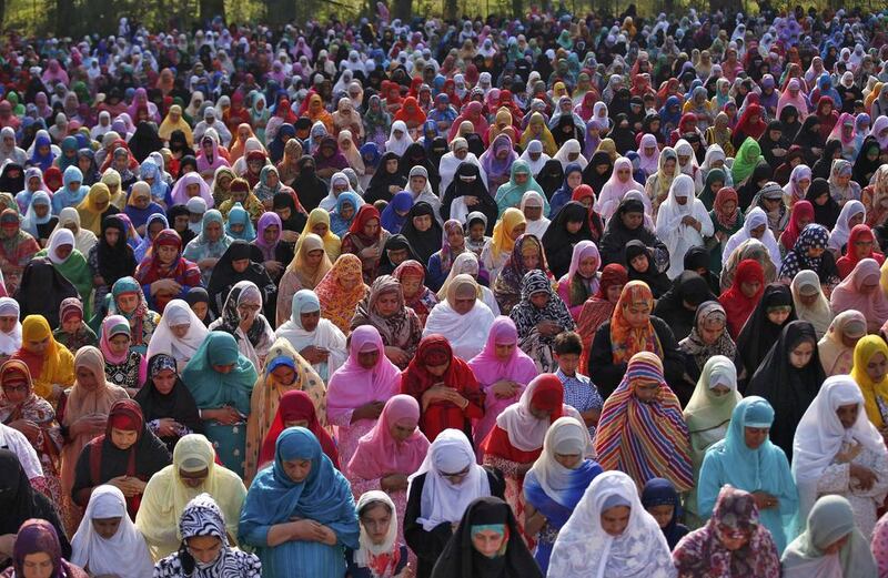 Muslim women attend Eid Al Fitr prayers to mark the end of the holy fasting month of Ramadan in the city of Srinagar Danish Ismail / Reuters