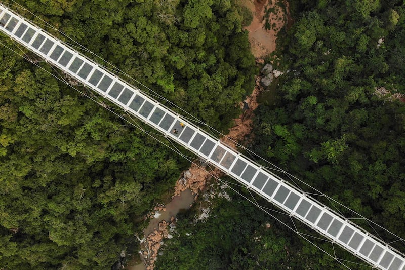 The newly constructed bridge is located in Moc Chau district in Vietnam's Son La province.