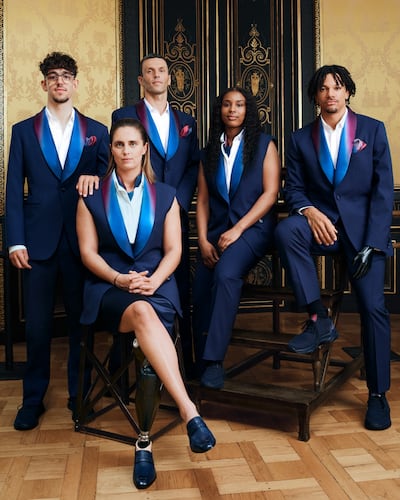 Team France dressed by Berluti in looks inspired by tuxedos. Photo: Berluti