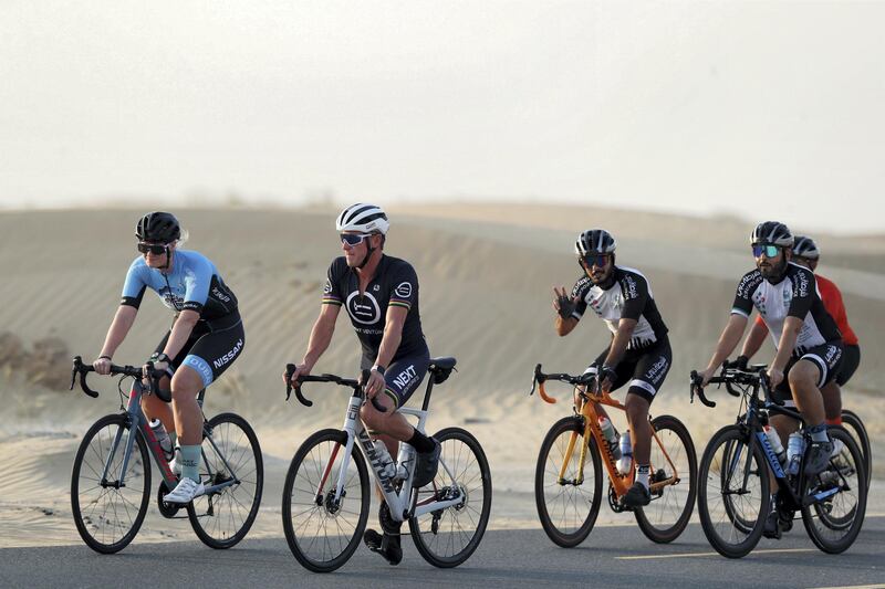 Dubai, United Arab Emirates - Reporter: Patrick Ryan. News. Cycling. Lance Armstrong. Ride with Lance cycling event at Al Qudra Cycling track. Tuesday, October 6th, 2020. Dubai. Chris Whiteoak / The National