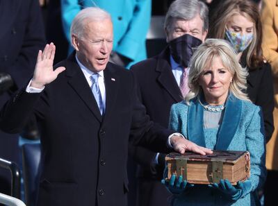 Joe Biden is given the oath of office during his inaugural ceremony in Washington on January 20, 2021. EPA