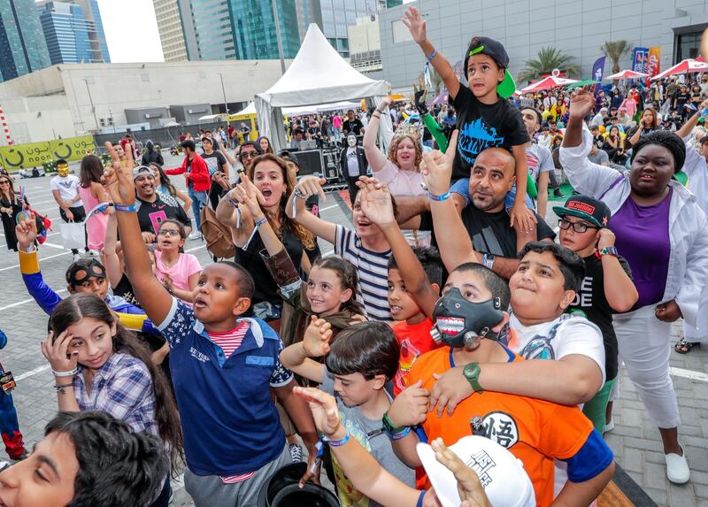 Dubai, April 12, 2019.  MEFCC day 2-
Comic Con goers at full swing on day 2.
Victor Besa/The National.
Section:  AC  
Reporter:  Chris Newbould
