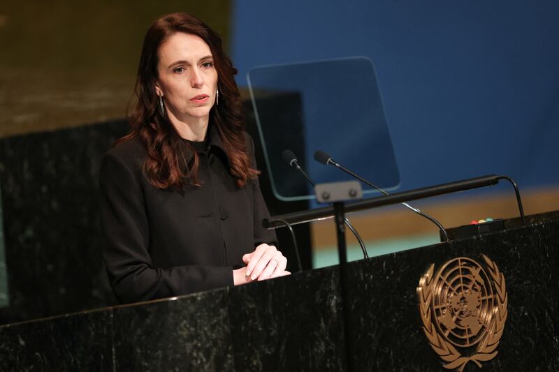 New Zealand's Prime Minister Jacinda Ardern addresses the 77th UN General Assembly. Reuters