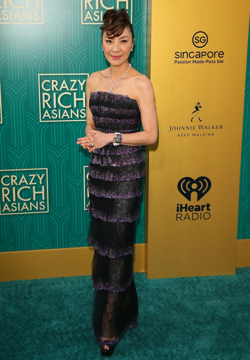 Actress Michelle Yeoh attends the premiere of Warner Bros Pictures' "Crazy Rich Asians" in Hollywood, California, on August 7, 2018.  / AFP PHOTO / JEAN-BAPTISTE LACROIX