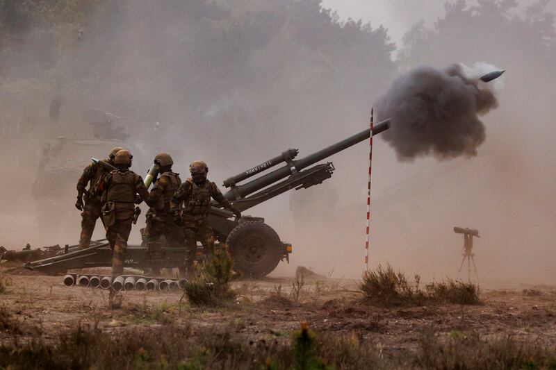 Belgian soldiers take part in a Nato military exercise near Munster, Germany. Getty