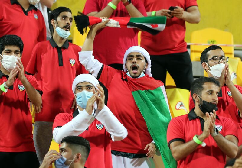 UAE fans before the game at the Zabeel Stadium in Dubai. Chris Whiteoak / The National