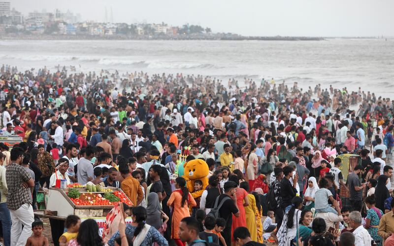 A crowded beach in Mumbai, India, in June. Reuters