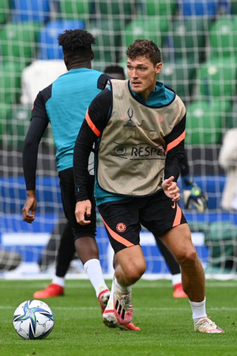 Andreas Christensen trains at Windsor Park.